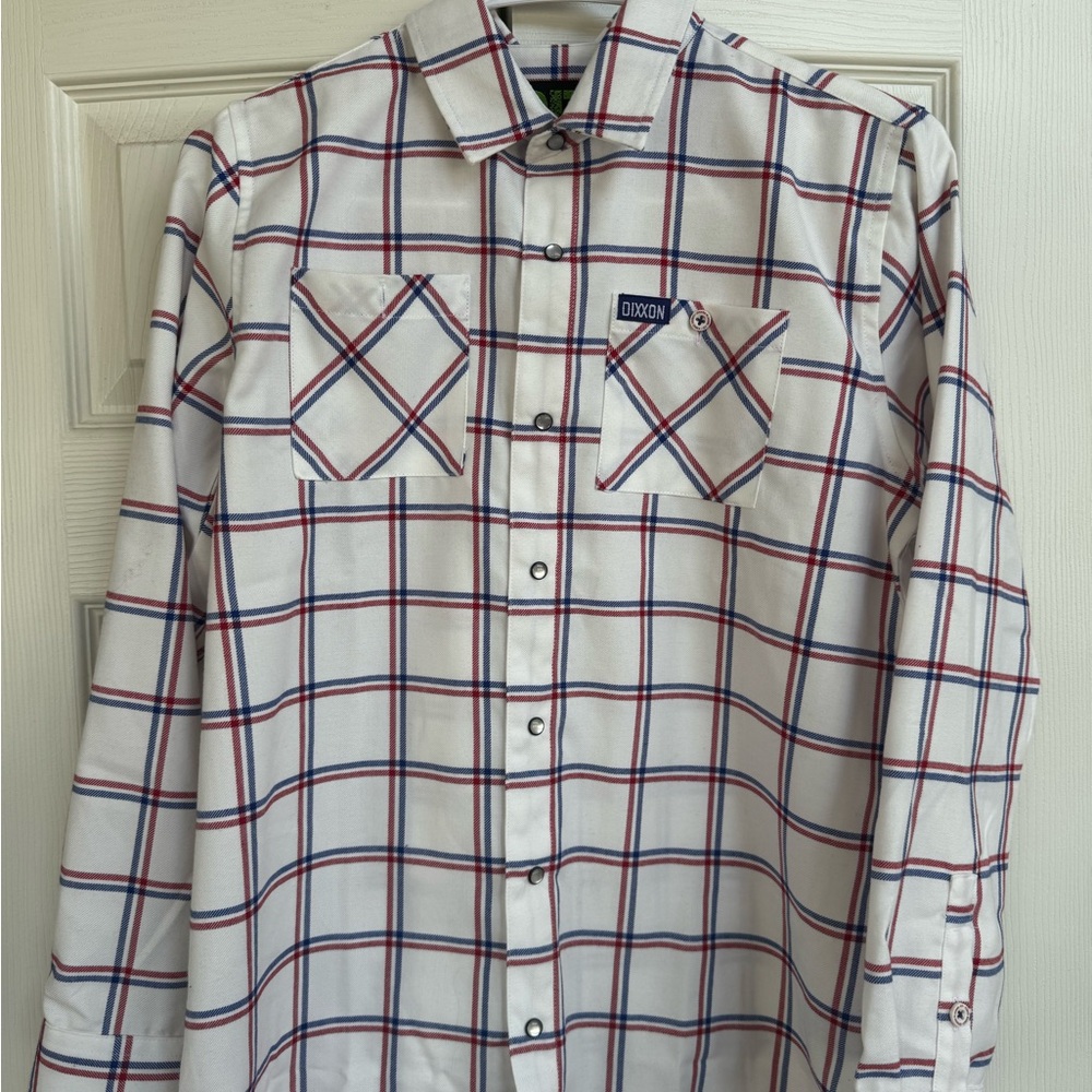 DIXXON Youth White and Blue Plaid Shirt